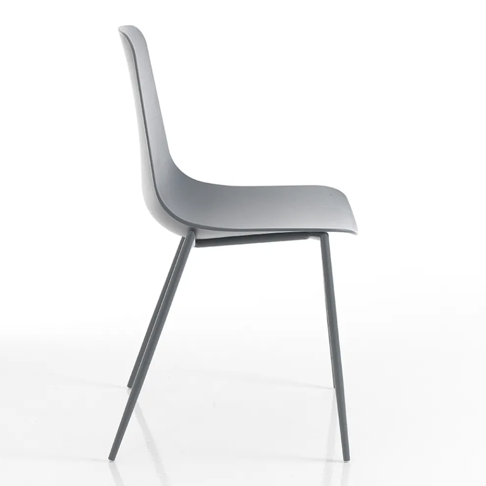 Küchenstuhl aus Polypropylen mit Stahlbeinen 4 Stück - Pinga