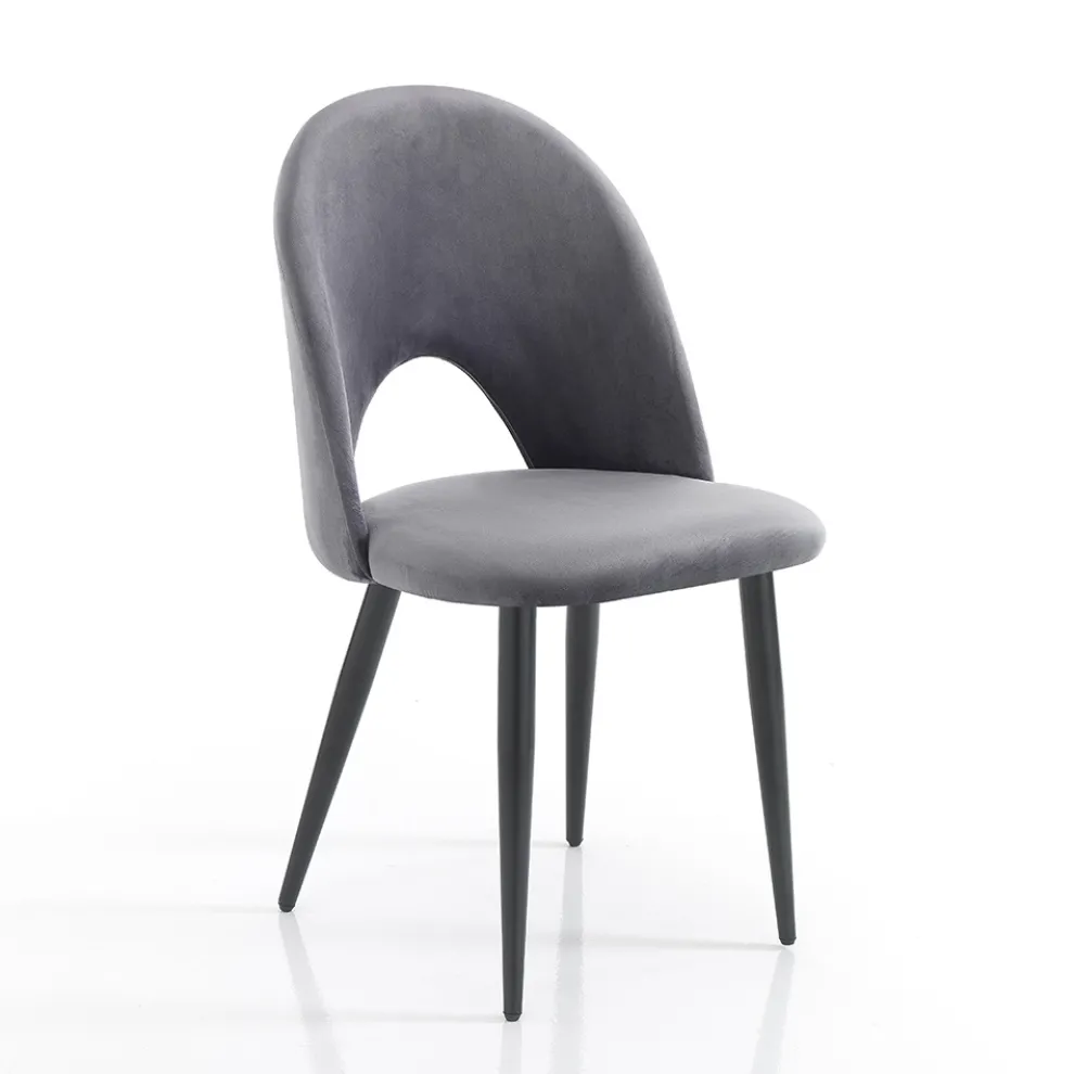 Küchenstuhl aus Samteffekt Stoff und Metall 4 Teile - Renetta