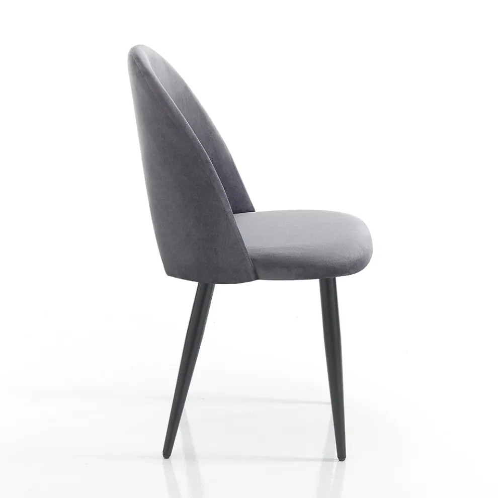 Küchenstuhl aus Samteffekt Stoff und Metall 4 Teile - Renetta