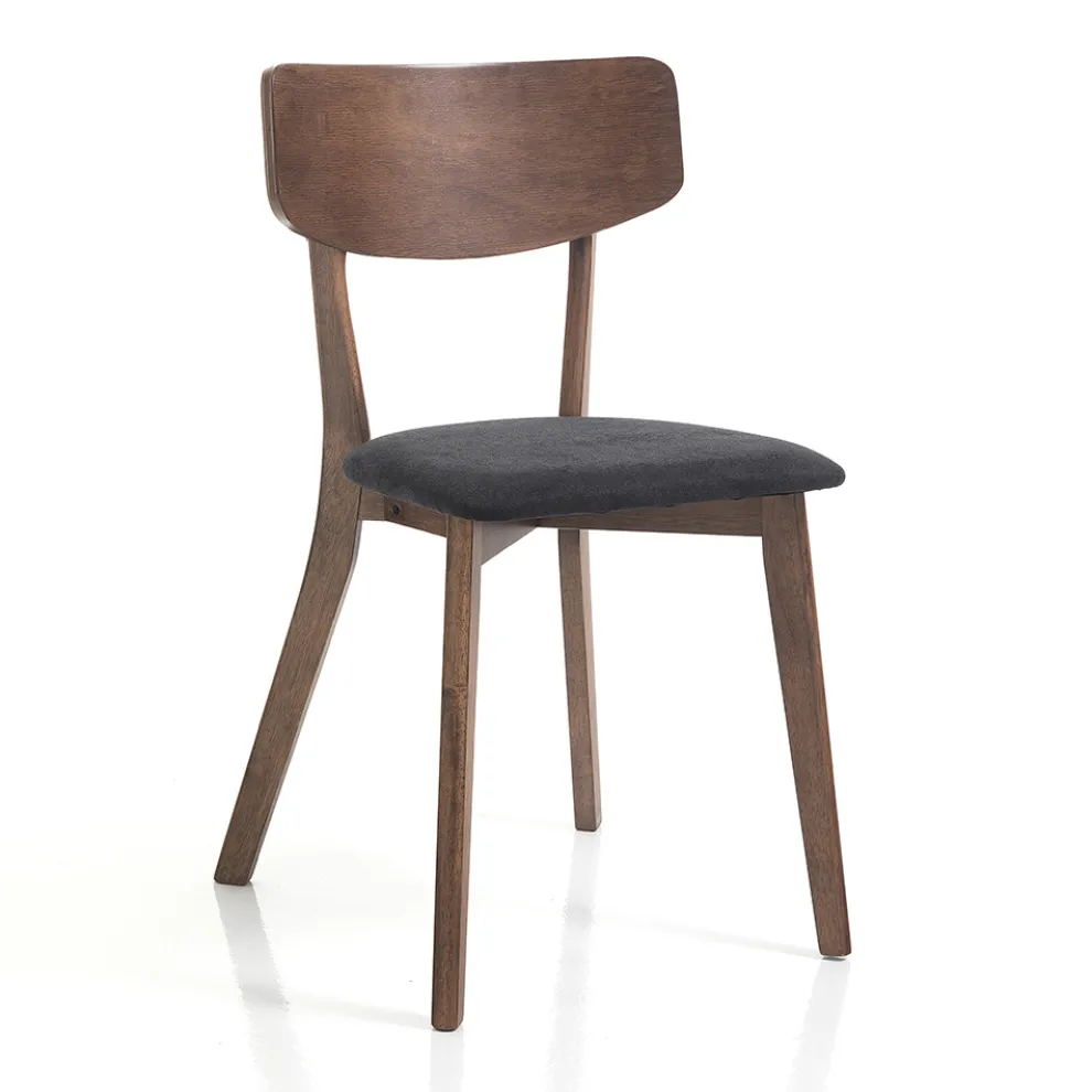 Küchenstuhl aus Stoff mit Struktur aus Massivholz 2 Teile - Tonino