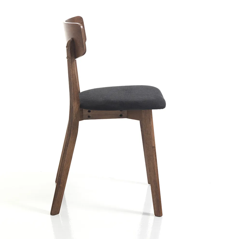 Küchenstuhl aus Stoff mit Struktur aus Massivholz 2 Teile - Tonino