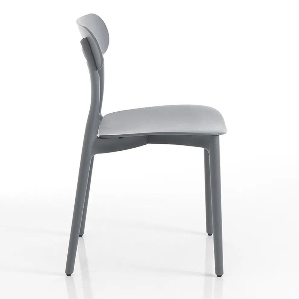 Küchenstuhl aus weißem oder mattgrauem Polypropylen 4 Stück - Milan