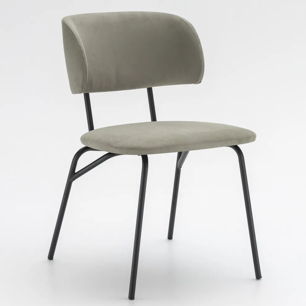 Küchenstuhl gepolstert mit Mikrofaser Made in Italy, 2 Stück - Rebecca