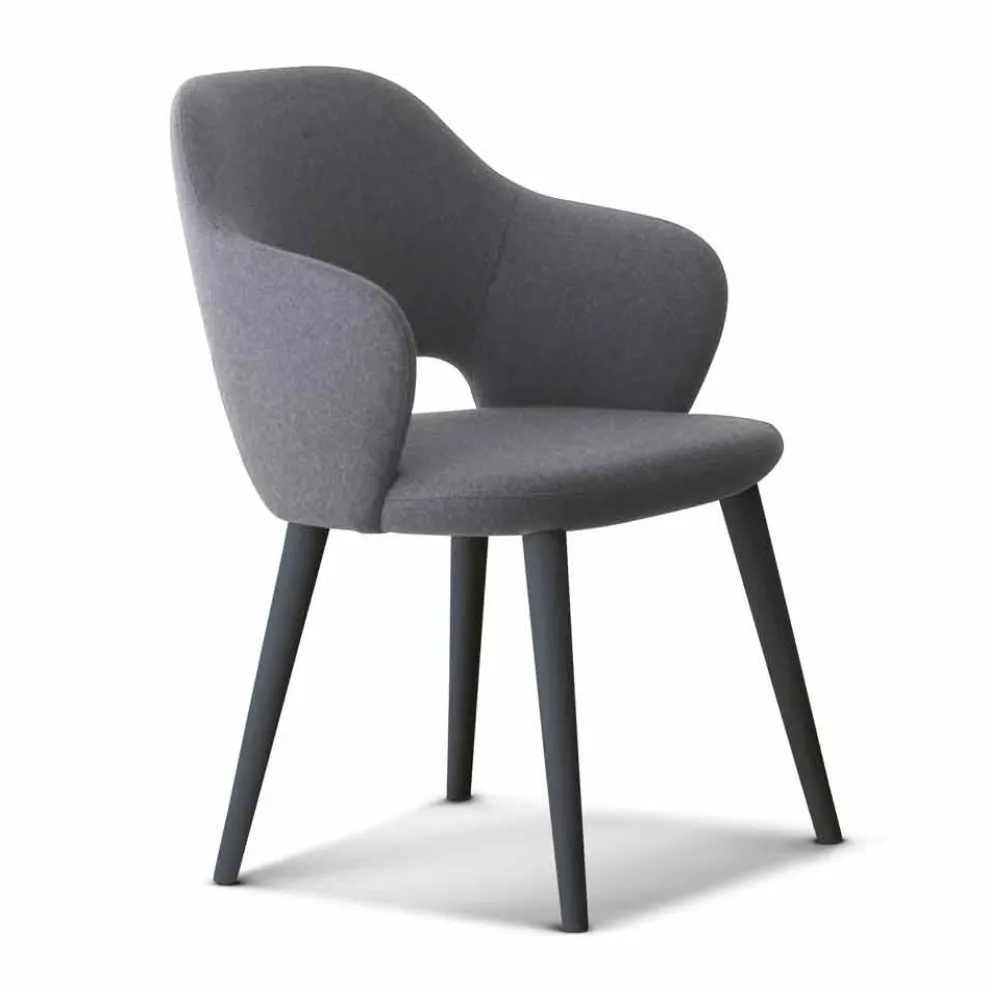 Küchenstuhl mit Armlehnen aus Stoff und Holz Made in Italy - Marchesi