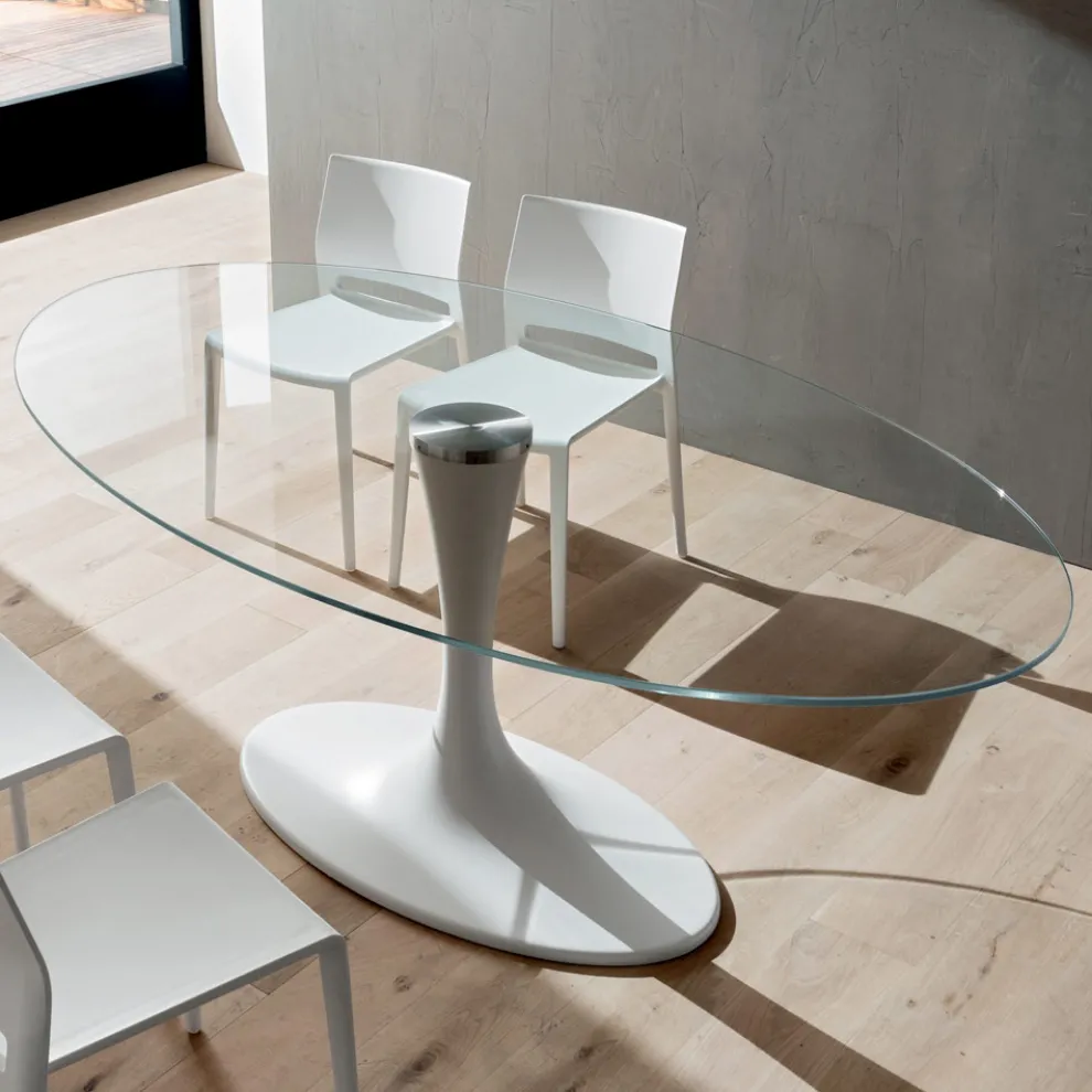 Küchentisch aus gehärtetem Glas und Marmor Made in Italy, Luxus - Brontolo