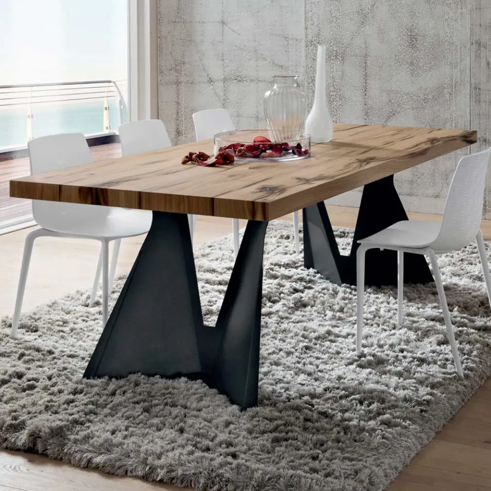 Küchentisch aus Holz und Metall Made in Italy, Hohe Qualität - Dotto