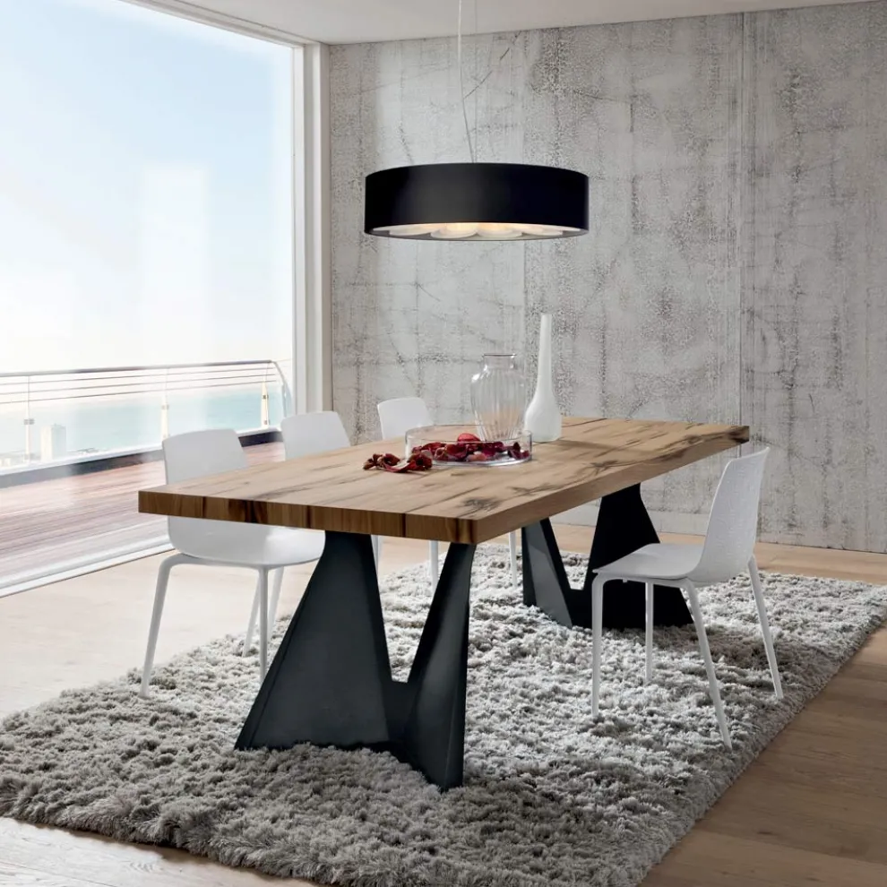 Küchentisch aus Holz und Metall Made in Italy, Hohe Qualität - Dotto