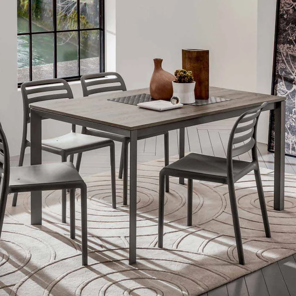 Küchentisch mit Melaminplatte und Metallgestell Made in Italy - Spilla