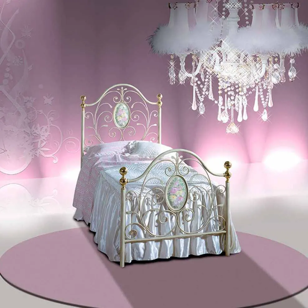 Turchese Einzelbett aus Schmiedeeisen in Design