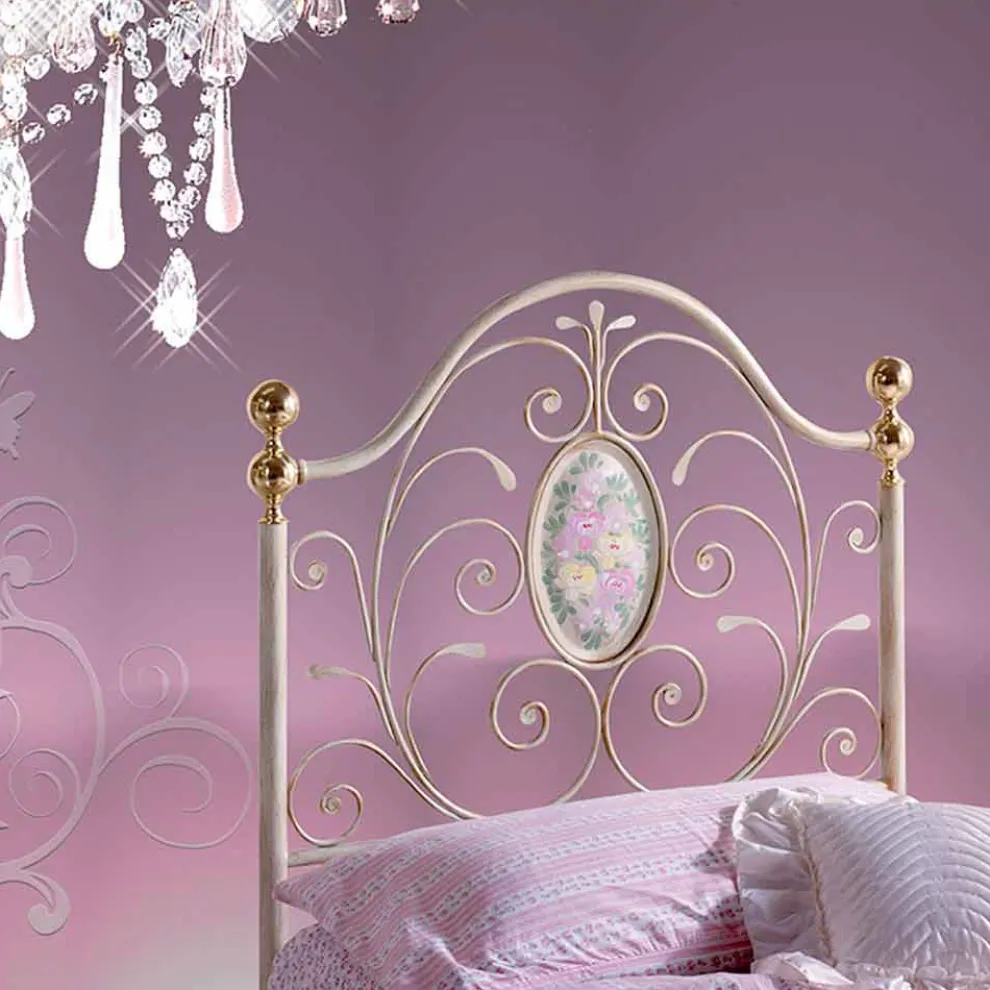 Turchese Einzelbett aus Schmiedeeisen in Design