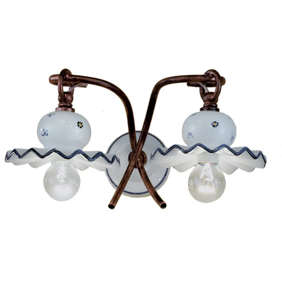 Keramik Wandleuchte handdekoriert Ferroluce Roma