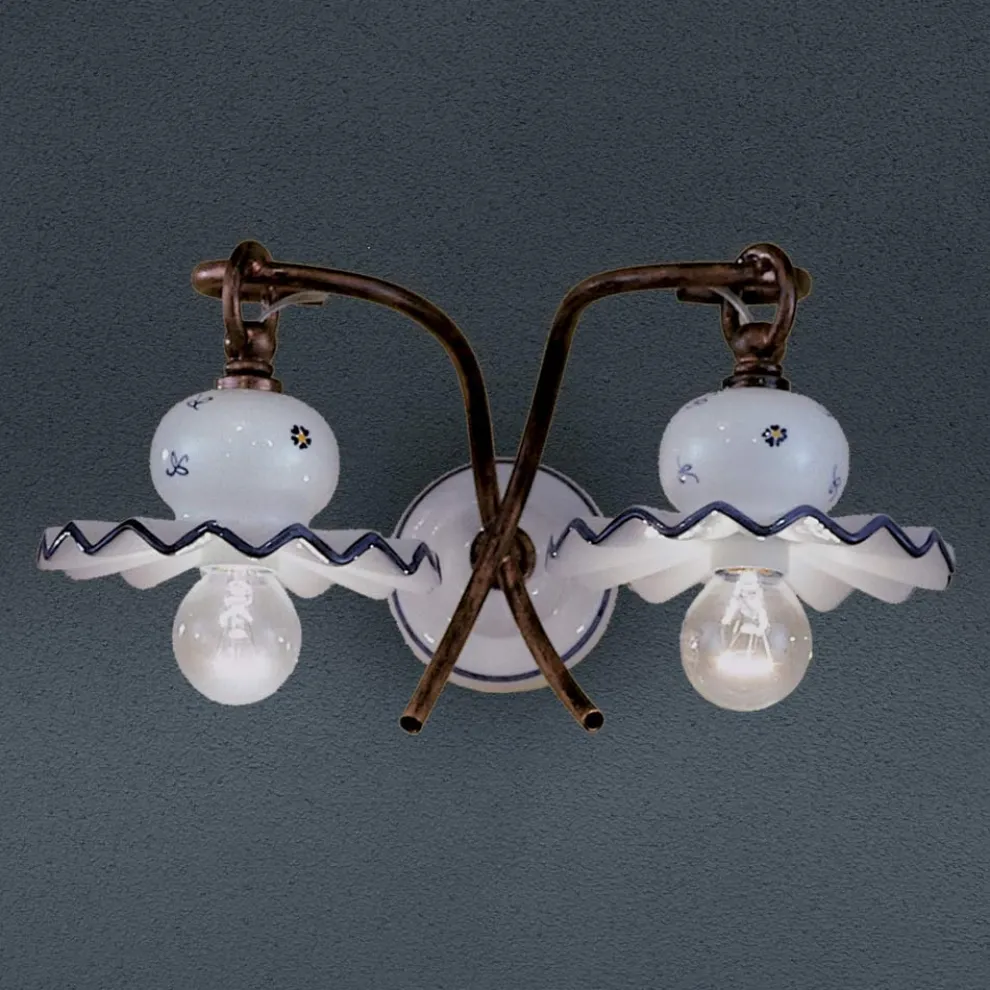 Keramik Wandleuchte handdekoriert Ferroluce Roma