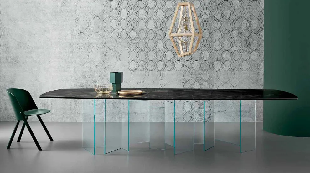 Keramik-Esstisch und extraleichter Glassockel Made in Italy - Zufällig