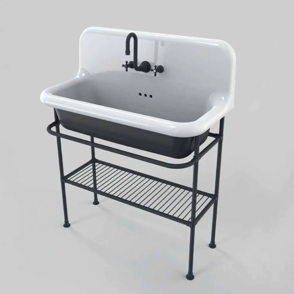 Keramikwaschbecken im Vintage-Stil mit Struktur und Metallgitter Taylor