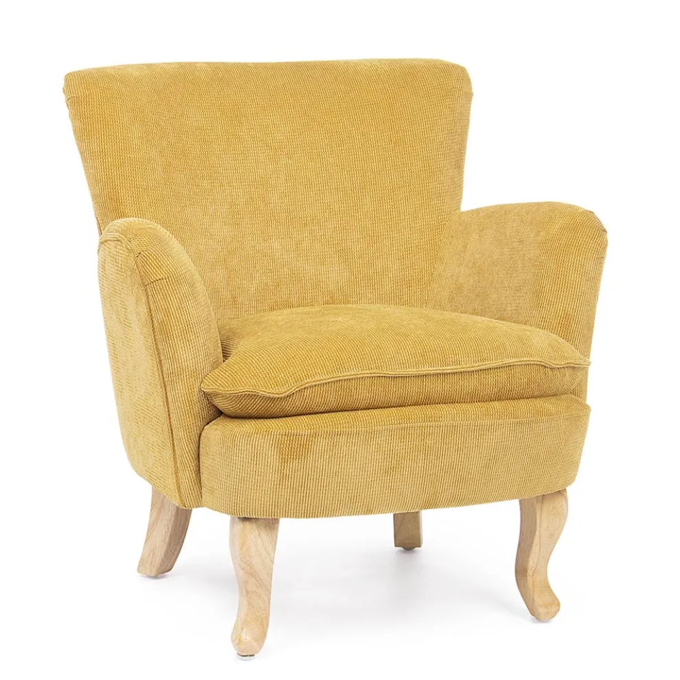 Kiefernholz-Sessel und Samteffekt-Sitz Coste 4 Ausführungen - Molly