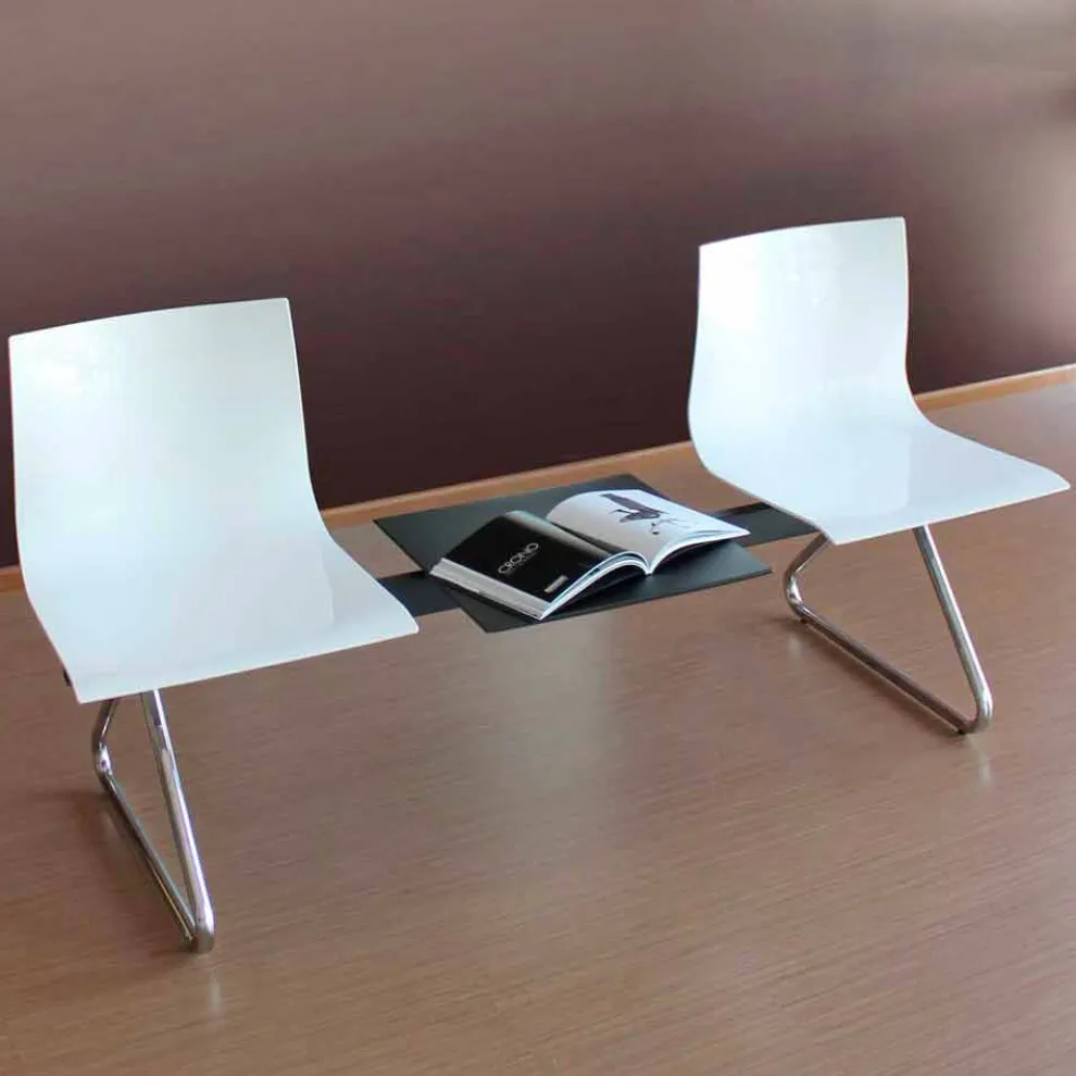 2-Sitzer-Bürobank mit Couchtisch aus Stahl und farbigem Technopolymer - Verenza