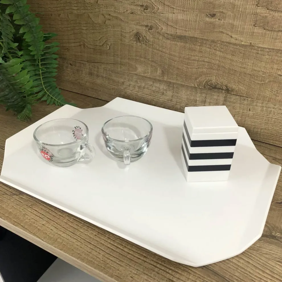 Küchentablett oder Schneidebrett aus weißem Corian Made in Italy Design - Ivanova