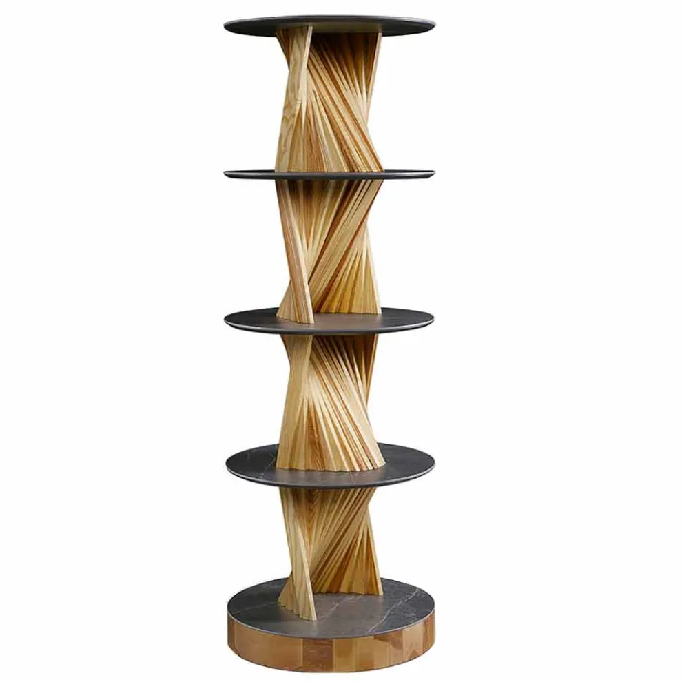 Design Möbel aus Holz mit runden Regalen in Gres Made in Italy - Aspide