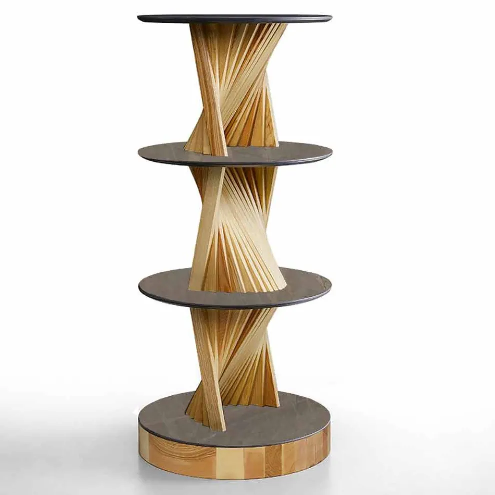 Design Möbel aus Holz mit runden Regalen in Gres Made in Italy - Aspide