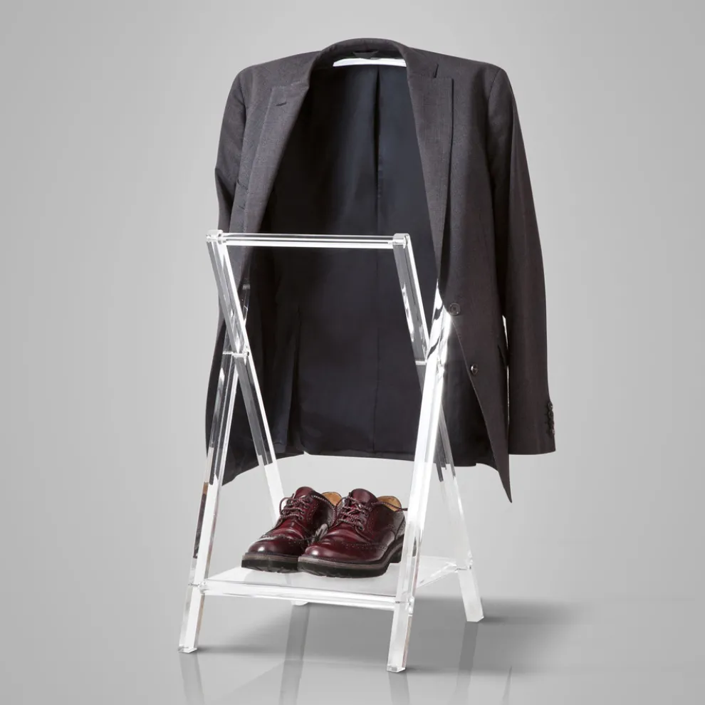 Klappbarer Zimmerdiener aus transparentem Acrylglas - Stecla