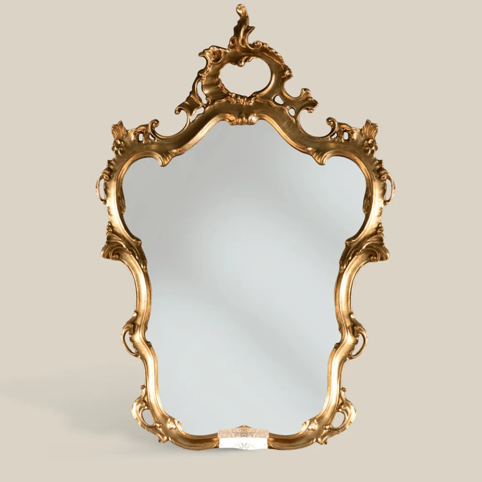 Klassisch geformter Spiegel mit Blattgoldrahmen Made in Italy - Precious