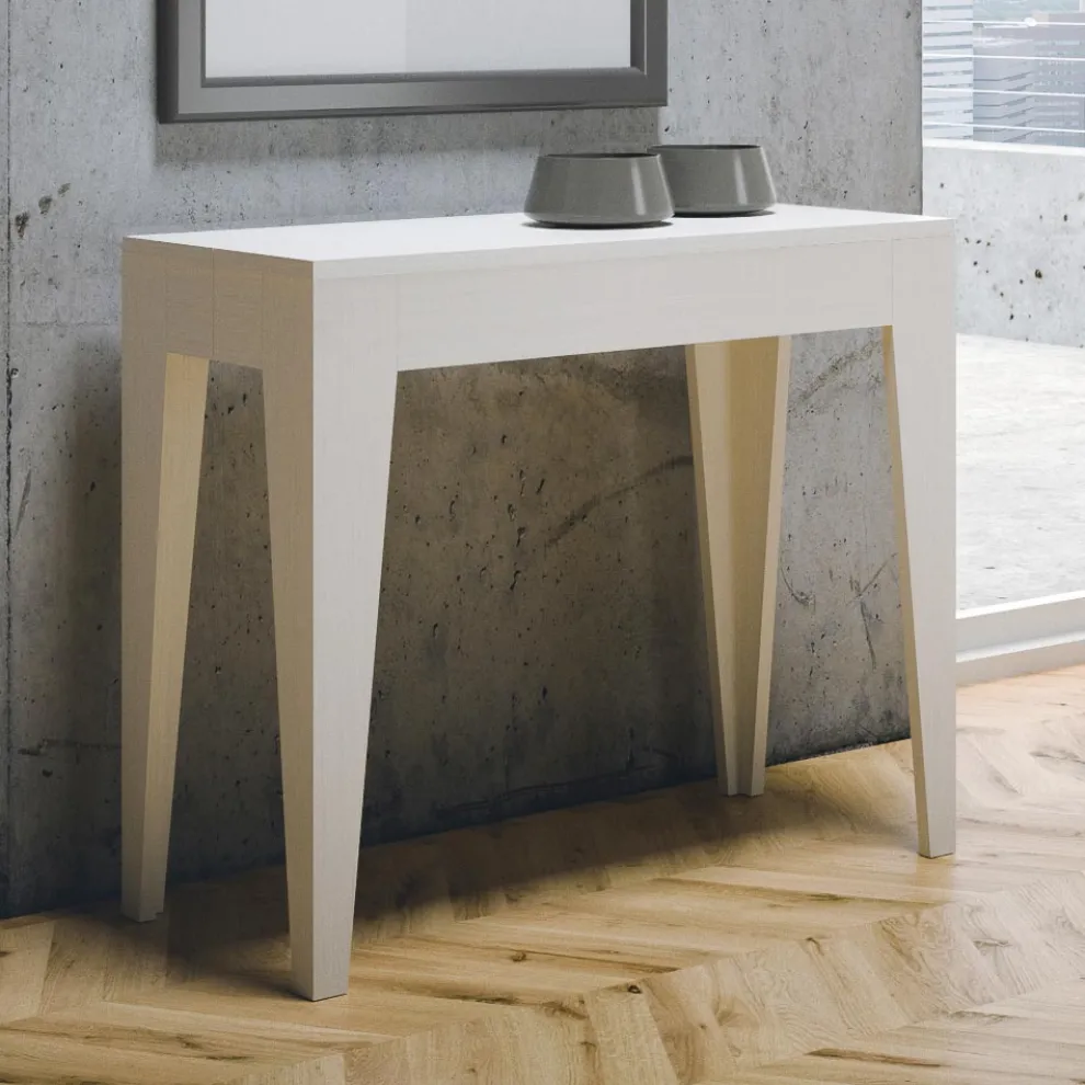 Klassische, auf 3 m ausziehbare Konsole aus Melaminholz, hergestellt in Italien – Argelia