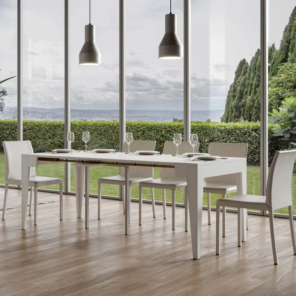 Klassische, auf 3 m ausziehbare Konsole aus Melaminholz, hergestellt in Italien – Argelia