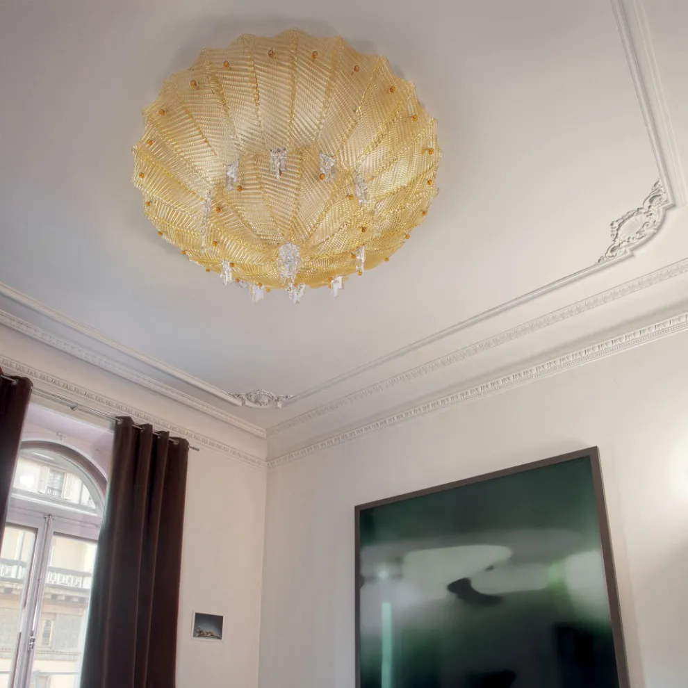 Klassische Deckenlampe aus venezianischem Glas und Metall Made in Italy - Fabiana