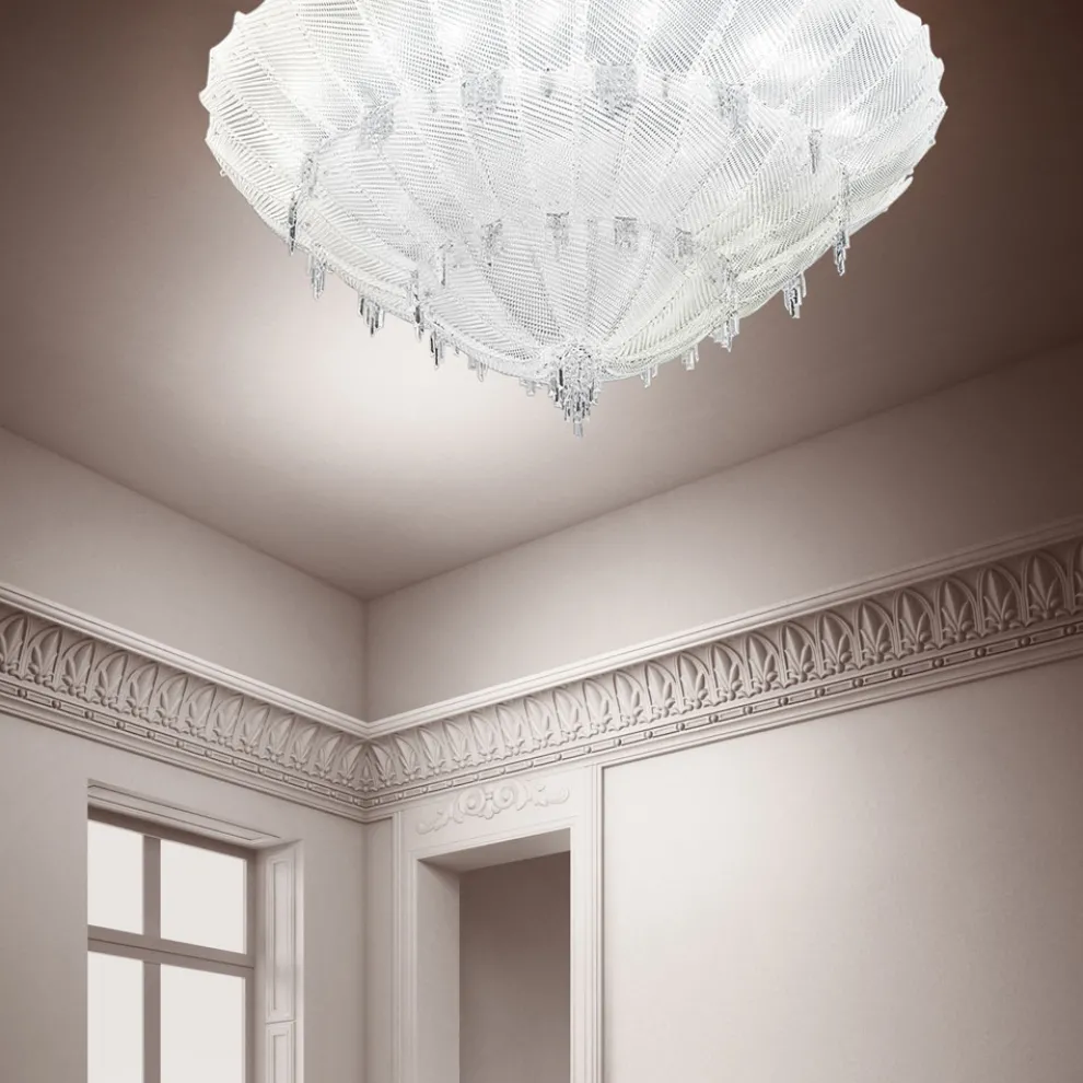 Klassische Deckenlampe aus venezianischem Glas und Metall Made in Italy - Fabiana