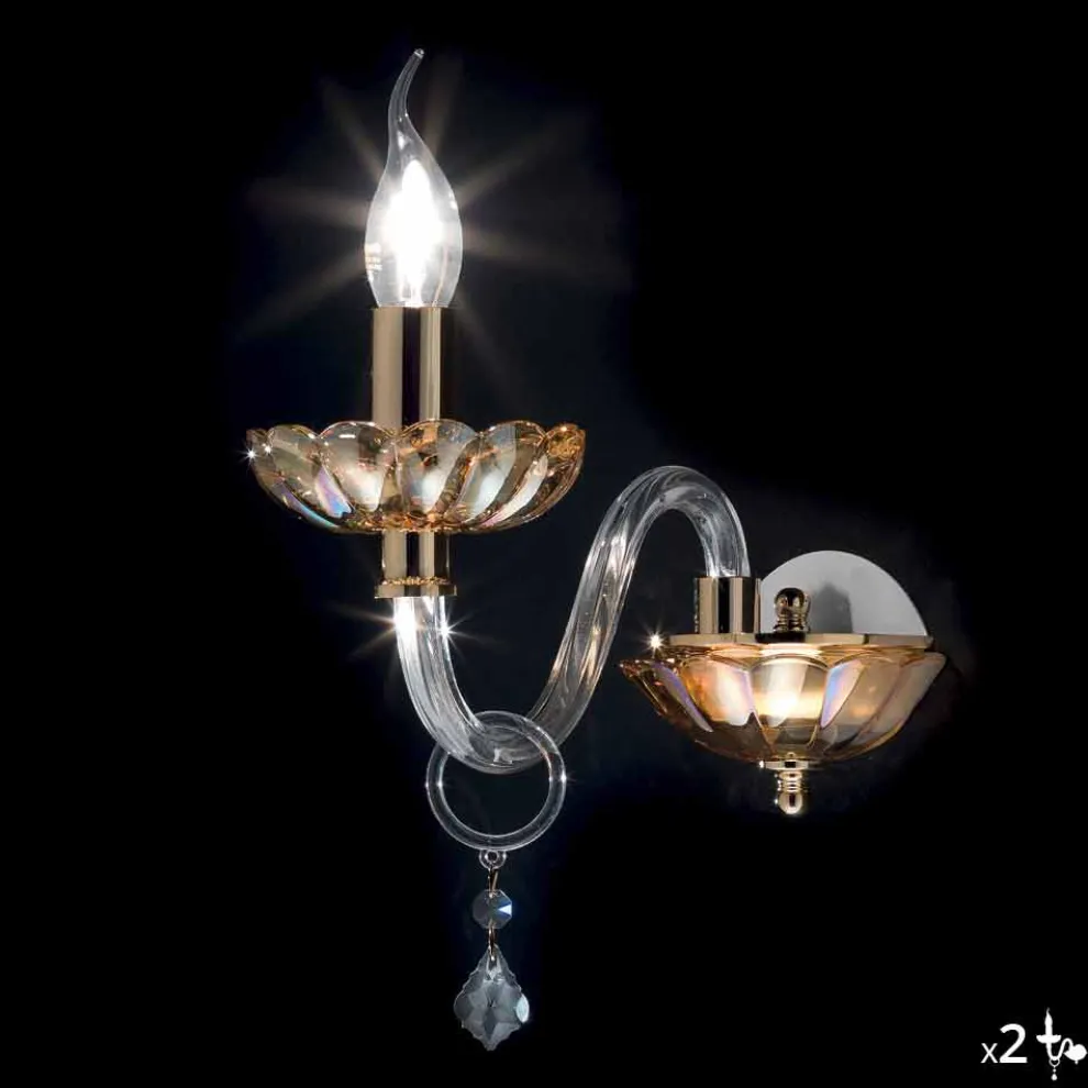 Klassische Design Wandleuchte in Kristall und Glas Belle, 2 Stück