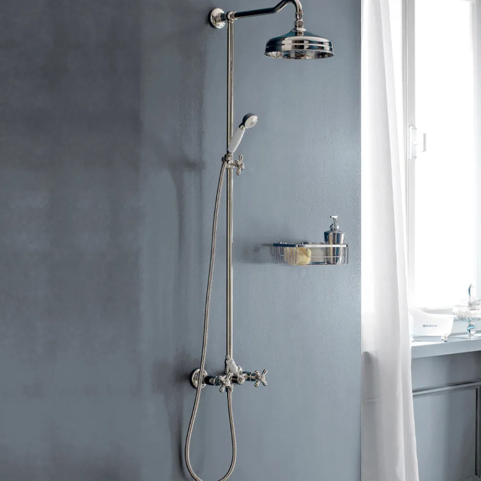 Klassische Duplex-Duschgruppe aus Messing mit Duschkopf in 3 Größen - Ercolina