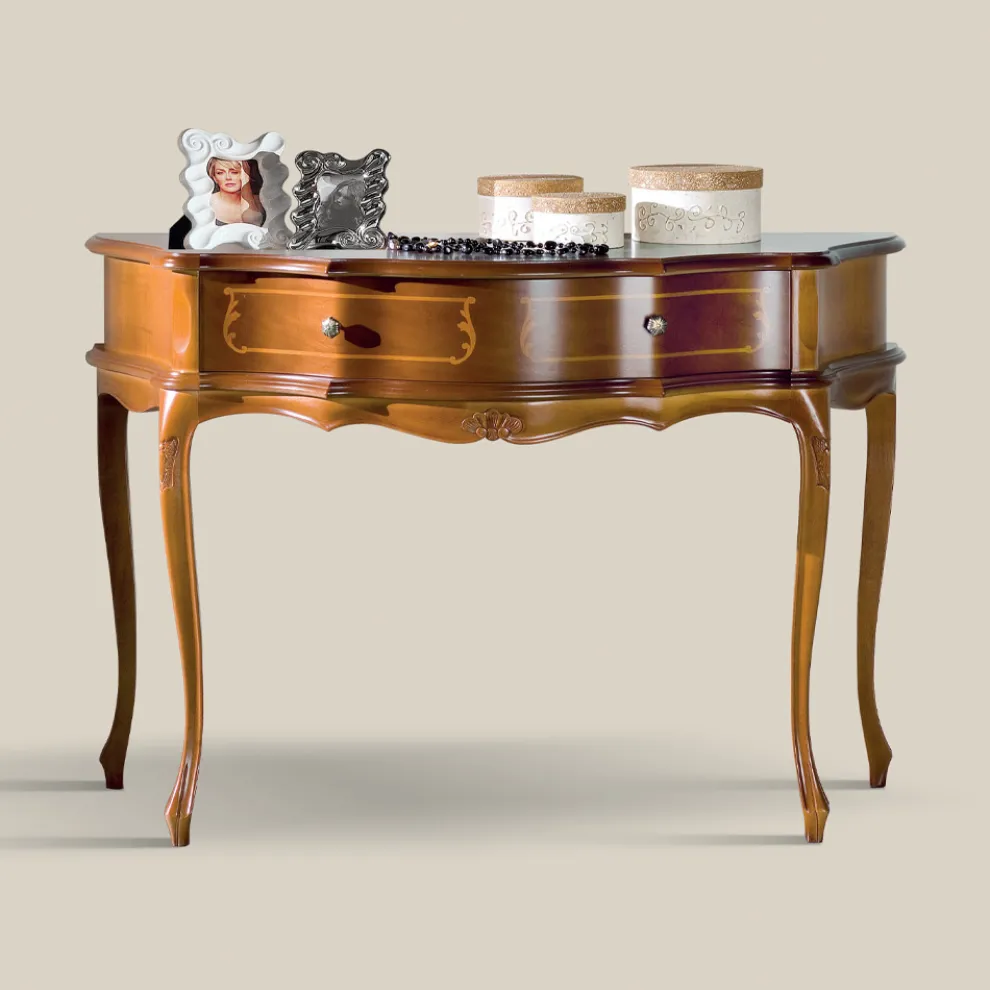 Klassische Eingangskonsole aus Holz mit 1 Schublade Made in Italy - Leonor