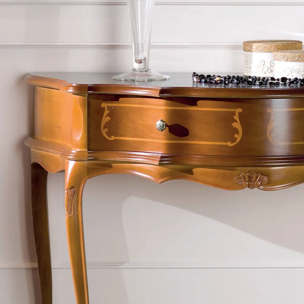 Klassische Eingangskonsole aus Holz mit 1 Schublade Made in Italy - Leonor