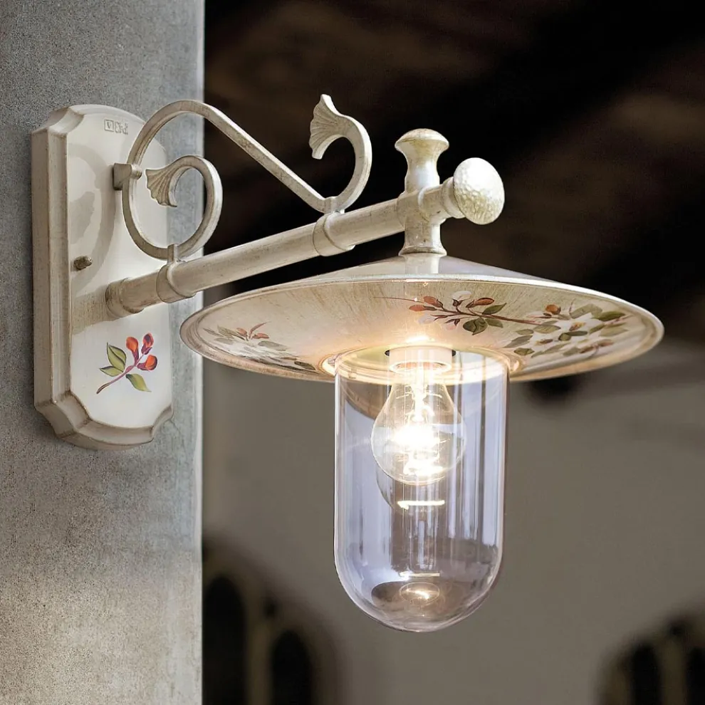Klassische handbemalte und dekorierte Außenwandleuchte aus Aluminium - Genua