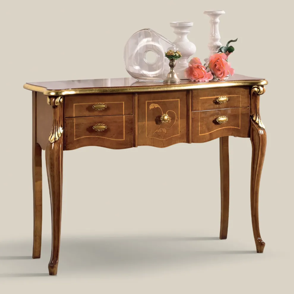 Klassische Holzkonsole 3 oder 5 Luxusschubladen Made in Italy - London
