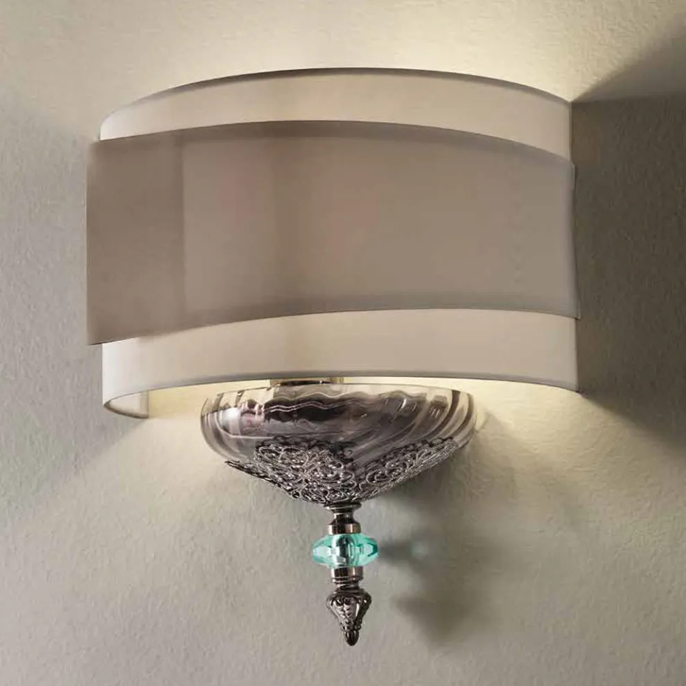 Klassische italienische Glaswandlampe mit Lampenschirm - Magrena
