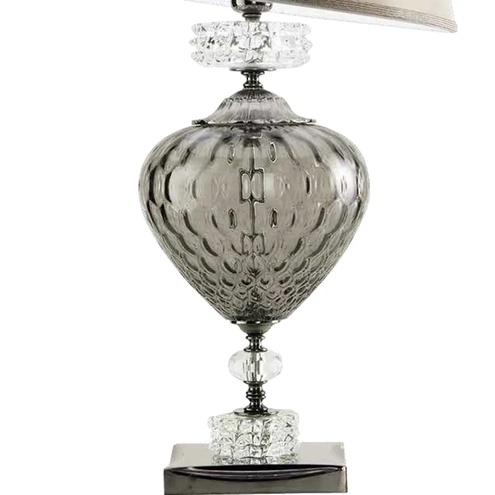 Klassische italienische Tischlampe und Lampenschirm aus Glas - Saline