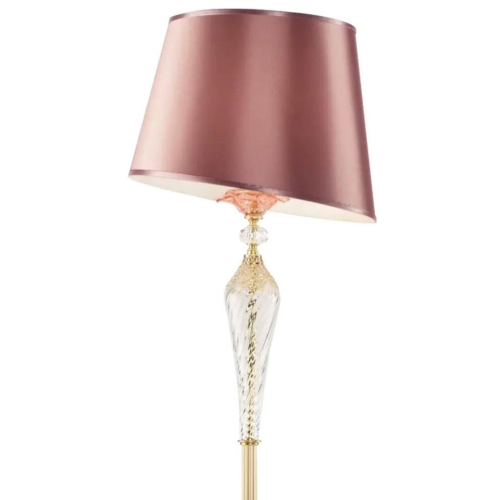 Klassische Stehlampe aus handgefertigtem Glas und luxuriösem Lampenschirm - Flandern