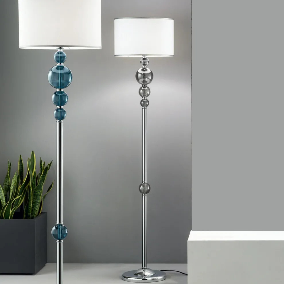 Klassische Stehlampe aus italienischem Kunsthandwerksglas und Lampenschirm - Memore