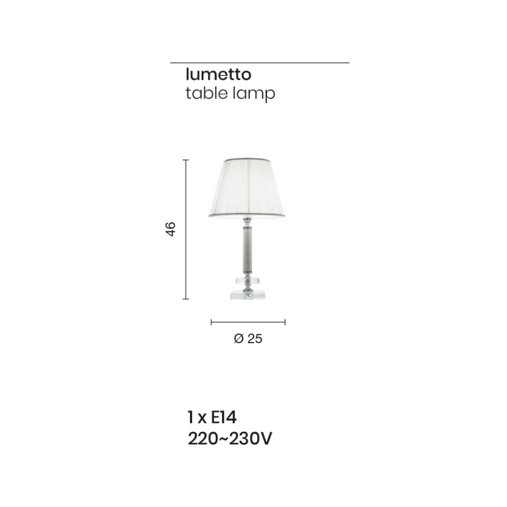 Klassische Stützlampe aus goldfarbenem Metall, Kristall und Lampenschirm - Similo