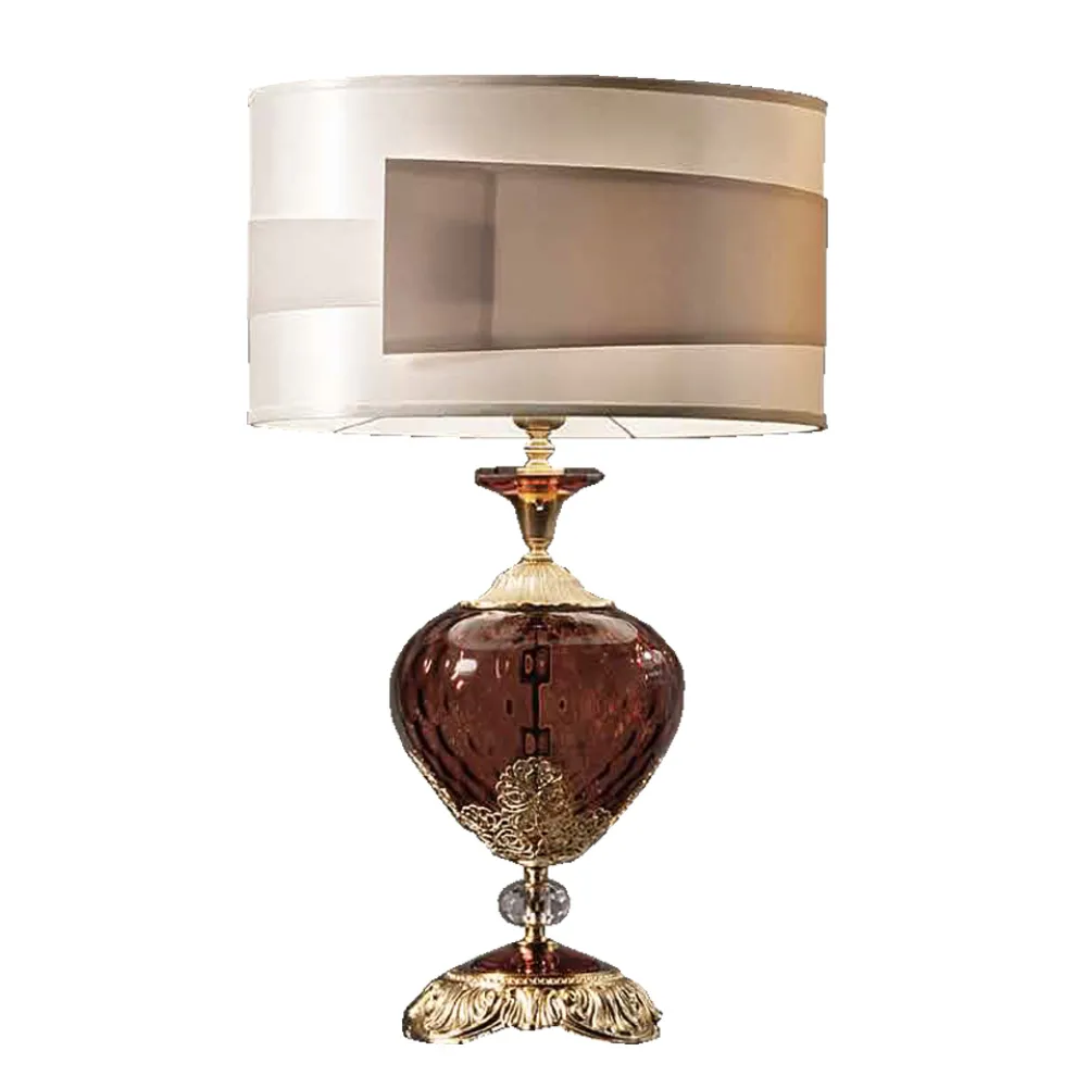 Klassische Tischlampe aus italienischem handgefertigtem Glas und Kristallen - Magrena