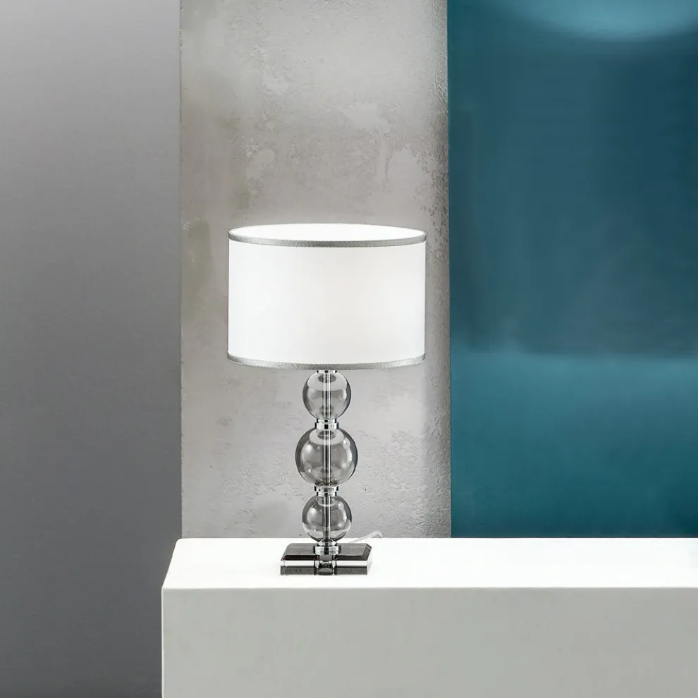 Klassische Tischlampe aus italienischem Glas und Metall - Memore