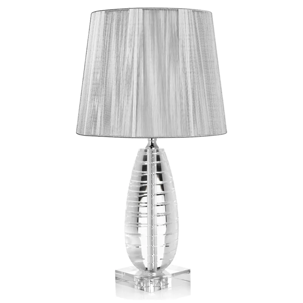 Klassische Tischlampe aus Kristall und quadratischer Luxuslampenschirm - Squilla