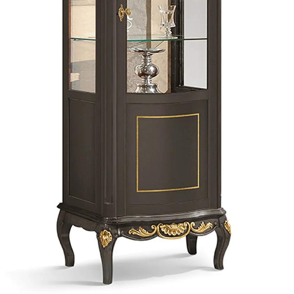 Klassische Vitrine aus weißem Nussbaumholz oder Mokkaholz Made in Italy - Chantilly