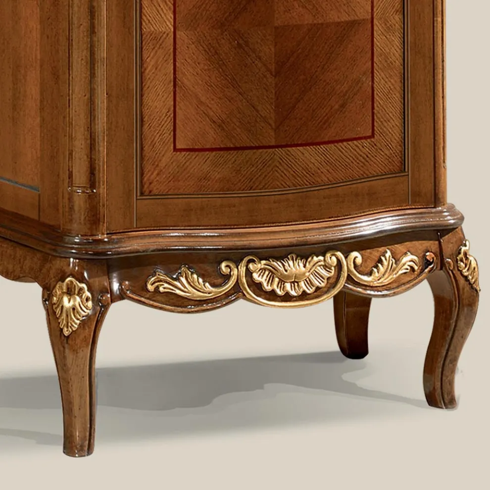 Klassische Vitrine aus weißem Nussbaumholz oder Mokkaholz Made in Italy - Chantilly