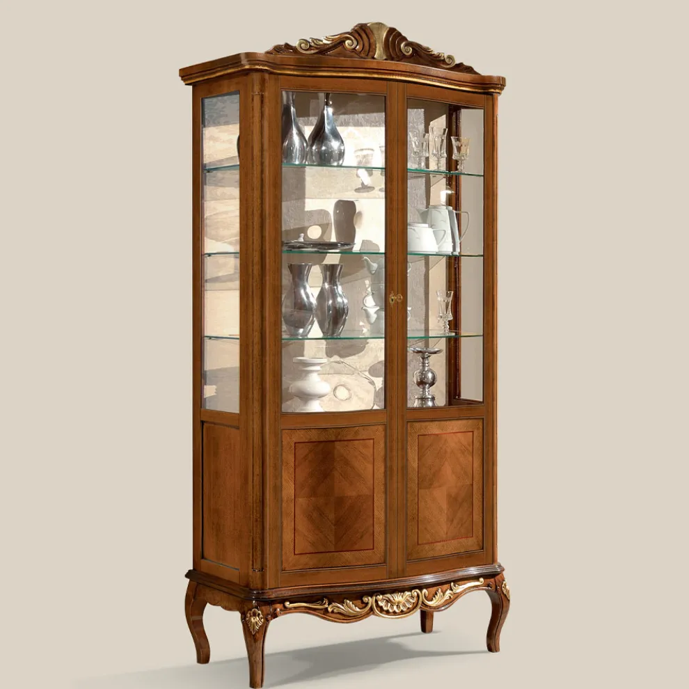Klassische Vitrine aus Bassano-Nussbaumholz mit zwei Türen Made in Italy - Chantilly