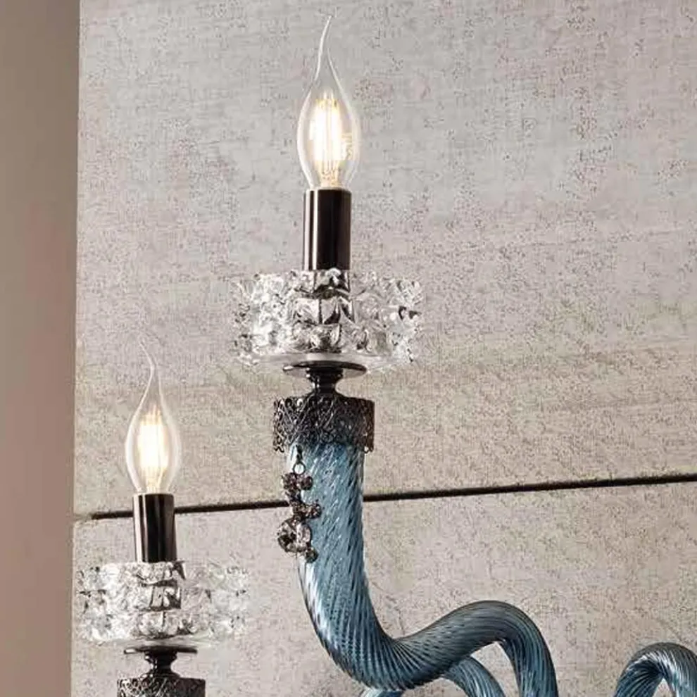 Klassische Wandlampe 3 Lichter Handgefertigtes Luxusglas Made in Italy - Saline