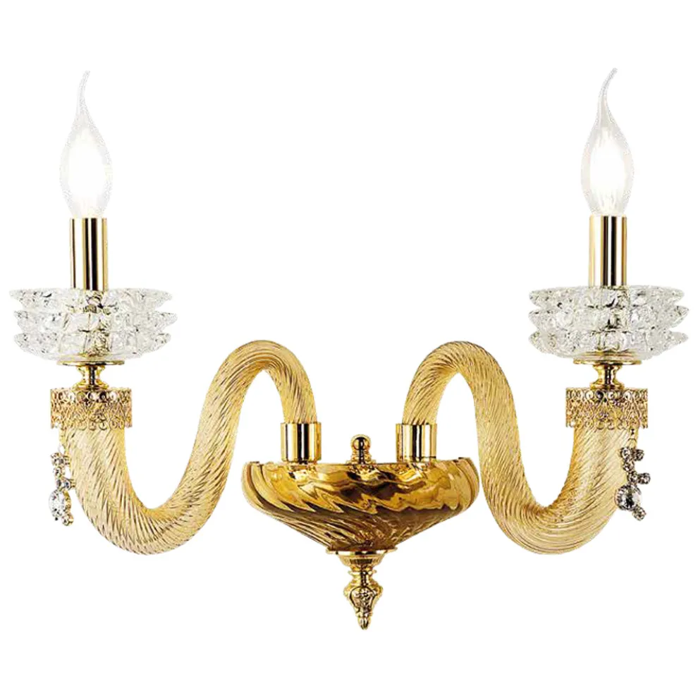 Klassische Wandlampe 2 Lichter Handgefertigtes Luxusglas Made in Italy - Saline