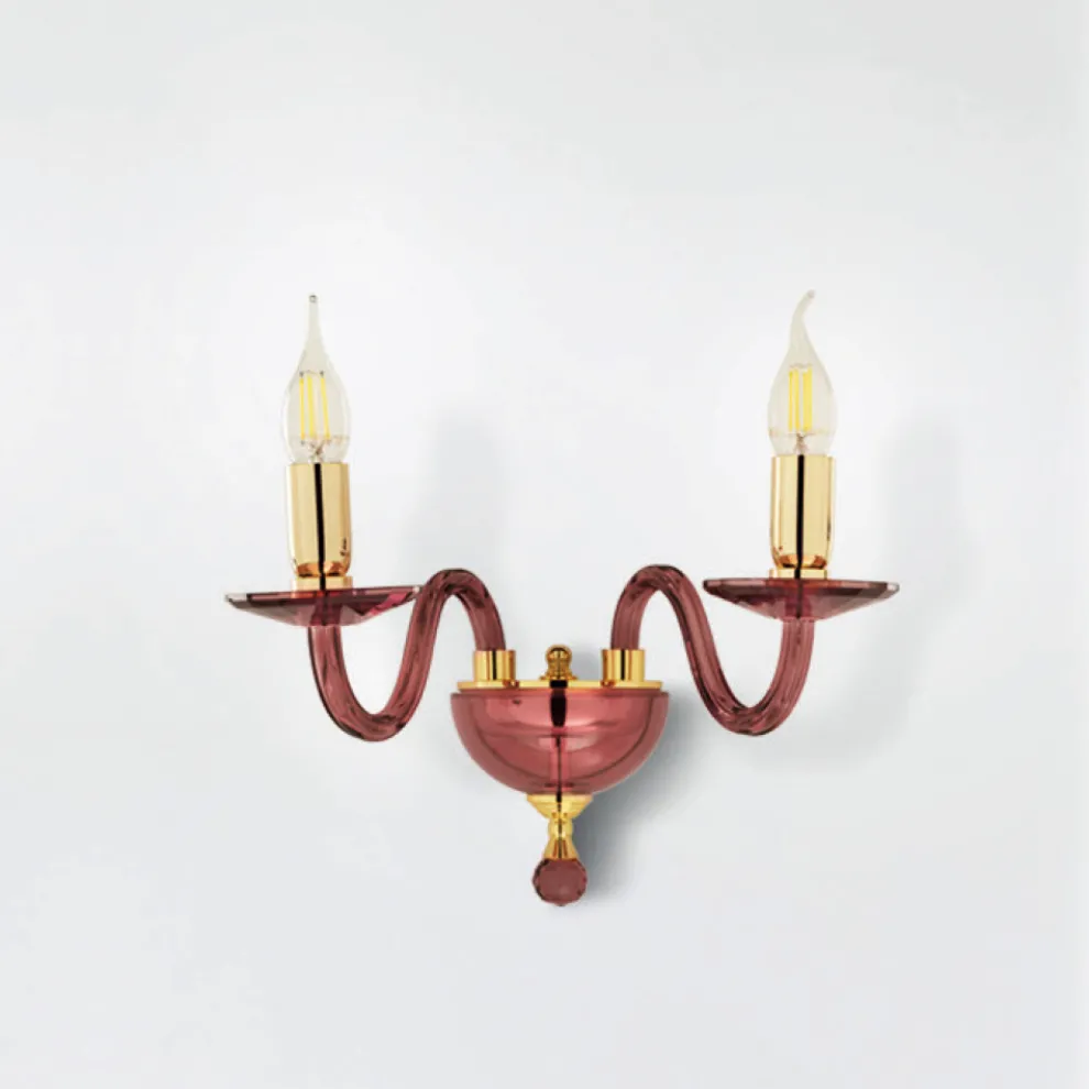 Klassische Wandleuchte mit 2 Leuchten aus italienischem Glas und Metall Made in Italy - Oliver