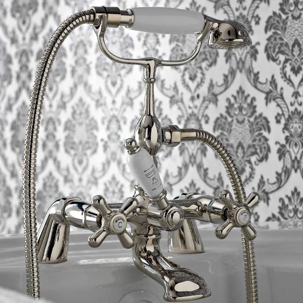 Klassische Wannenrandgruppe mit Handbrause aus Messing Made in Italy - Ercolina